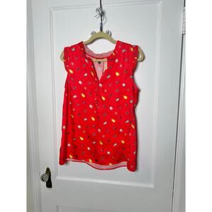 Talbots Red Ruffle Ladybug Bug Sleeveless Tank Top Blouse Women's Medium NWOT